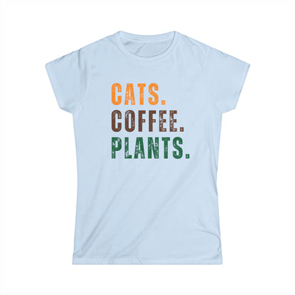 Cats. Coffee. Plants. - Women's T-Shirt