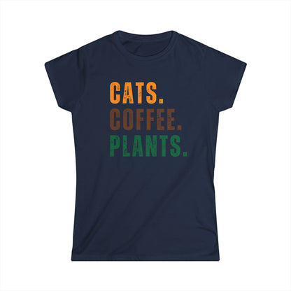 Cats. Coffee. Plants. - Women's T-Shirt